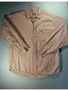 Dockers Long Sleeve Button-Up Shirt Brown Checkered Pattern